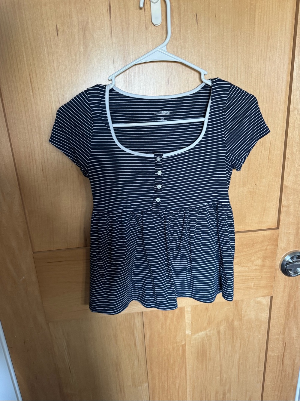 wild fable Navy and White Striped Scoop Neck Peplum Top